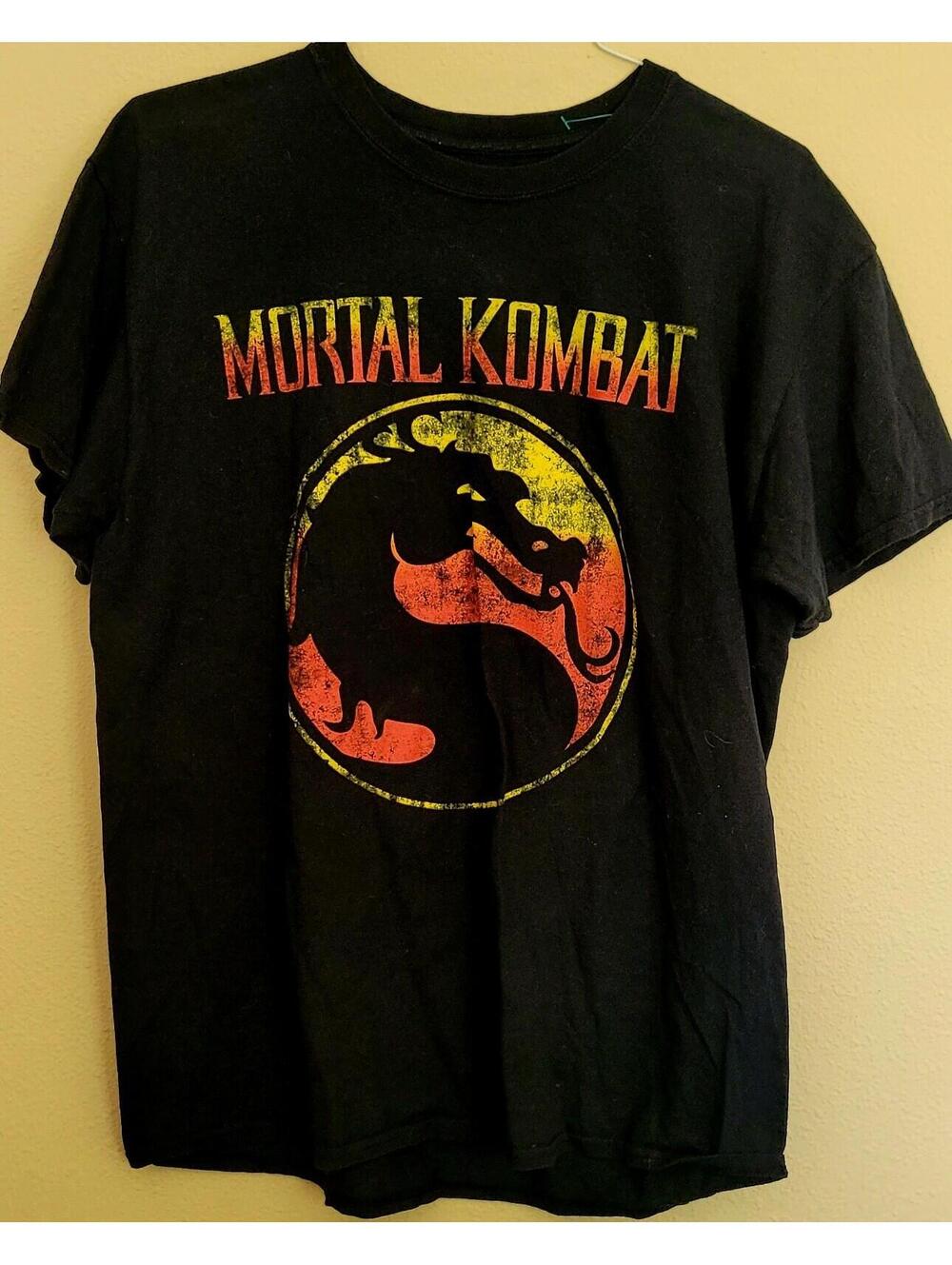 Mortal Kombat Classic Gamer T Shirt Men Large Black Official Dragon Head